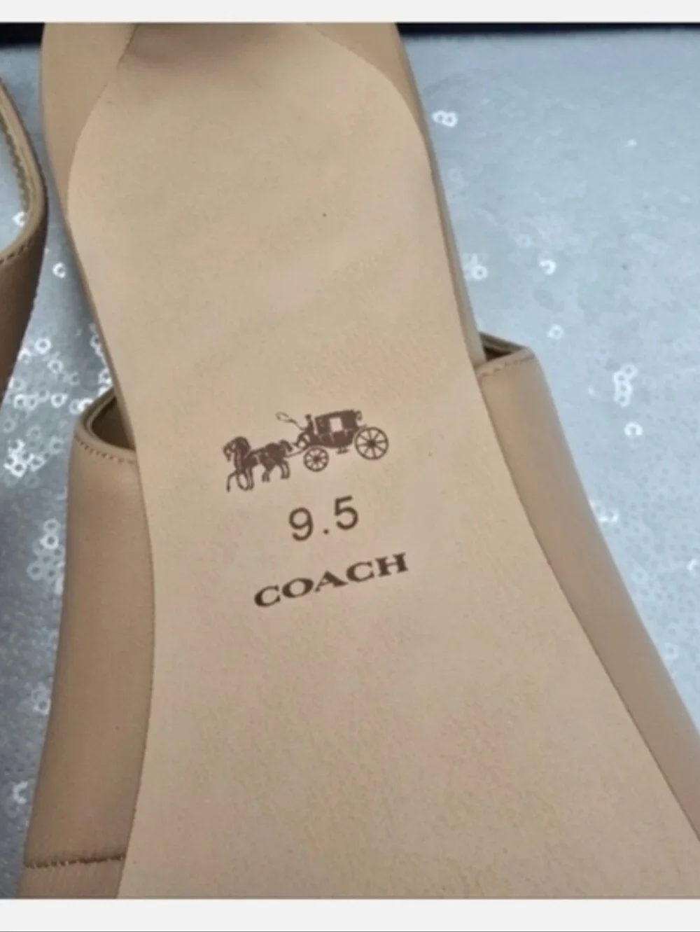 Coach Jillian Slingback Classic Low Heel Closed Toe Neutral Color Women's 9.5